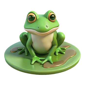 calm extraordinary A frog, sitting on a lily pad. NO BACKGROUND with Transparent Background. artisan png