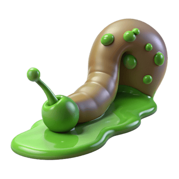 notable avant-garde A slug, leaving a slime trail. NO BACKGROUND with Transparent Background. flawless png