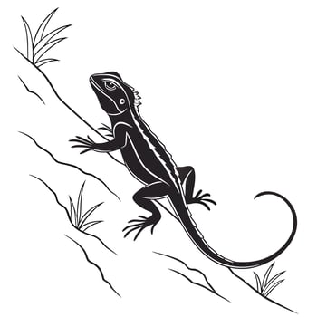 Black And White Lizard Climbing Tree vector