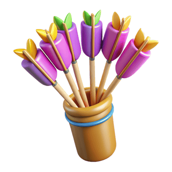 exquisite dramatic bohemian A quiver full of arrows, fletched with vibrant feathers. NO BACKGROUND with Transparent Background. fine detail png