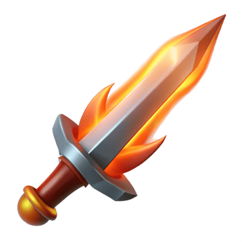 beautiful baroque A single, flaming sword, radiating intense heat. NO BACKGROUND with Transparent Background. luxury png