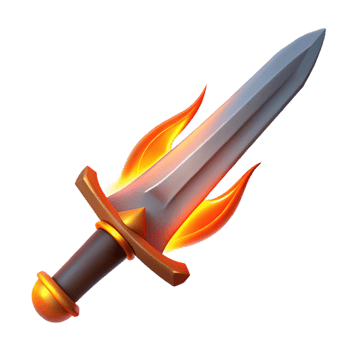 acclaimed victorian A single, flaming sword, radiating intense heat. NO BACKGROUND with Transparent Background. masterfully captured png