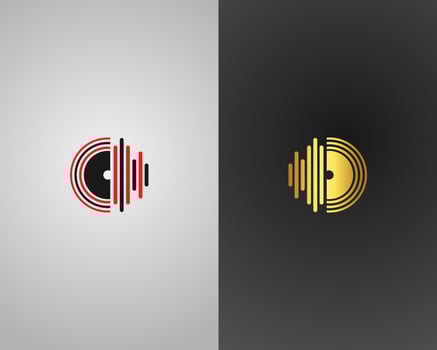 Music with sound wave and disc logo design concept template. vector