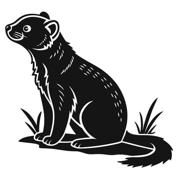 Cartoon Sable Sitting On Grass Black vector