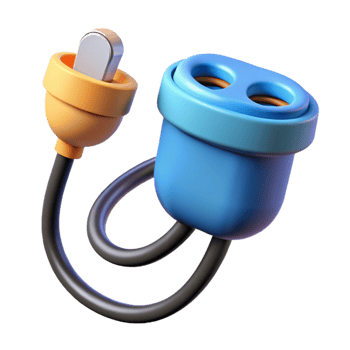 spectacular playful renaissance Electric car charging plug, connected to cable NO BACKGROUND with Transparent Background. detailed png