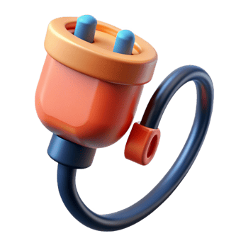 hypnotic distinguished Electric car charging plug, connected to cable NO BACKGROUND with Transparent Background. png