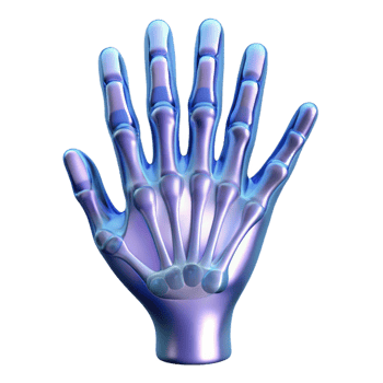 vibrant dreamy abstract X-ray image of human hand NO BACKGROUND with Transparent Background. masterfully captured png
