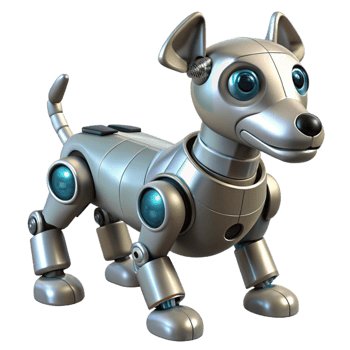 enchanting nordic Robot dog with moving legs and tail NO BACKGROUND with Transparent Background. luxury png