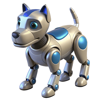 intense alluring Robot dog with moving legs and tail NO BACKGROUND with Transparent Background. elite png