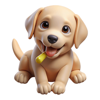 captivating iconic A playful Labrador Retriever puppy, chewing a bone, NO BACKGROUND with Transparent Background. png