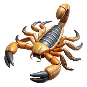pristine romantic traditional A scorpion, top view, NO BACKGROUND with Transparent Background. crisp png