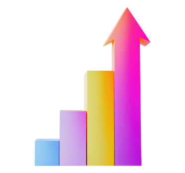 Illustration of colorful 3d bar chart, concept of business success, isolated on transparent background png
