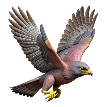 breathtaking futuristic A hawk in flight, NO BACKGROUND with Transparent Background. impeccable png
