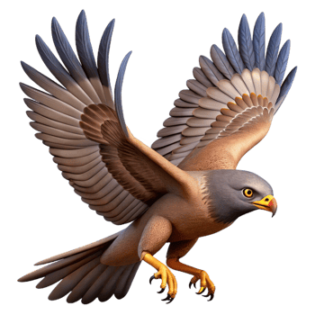 peaceful striking A hawk in flight, NO BACKGROUND with Transparent Background. refined png