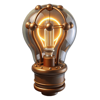 vibrant celebrated Steampunk lightbulb with exposed filaments and intricate wiring. NO BACKGROUND with Transparent Background. png