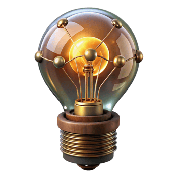 vibrant memorable Steampunk lightbulb with exposed filaments and intricate wiring. NO BACKGROUND with Transparent Background. png