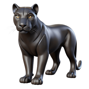 fascinating harmonious art deco A sleek black panther. NO BACKGROUND with Transparent Background. crisp png