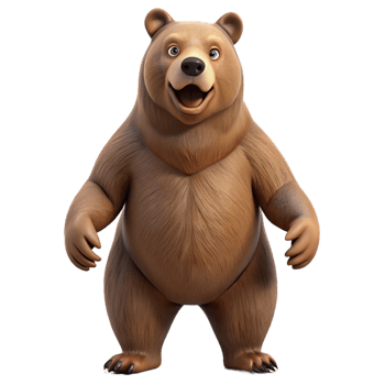 rare retro A powerful grizzly bear standing on its hind legs. NO BACKGROUND with Transparent Background. handcrafted png