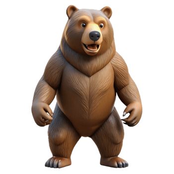 stunning celebrated A powerful grizzly bear standing on its hind legs. NO BACKGROUND with Transparent Background. png