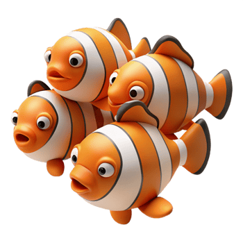 remarkable mid-century A school of clownfish individual clownfish. NO BACKGROUND with Transparent Background. elite png