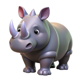 nostalgic vibrant A rhinoceros. NO BACKGROUND with Transparent Background. flawless png