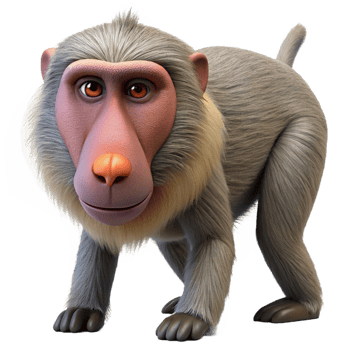 dynamic spectacular A baboon. NO BACKGROUND with Transparent Background. professional png