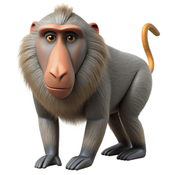 memorable artistic A baboon. NO BACKGROUND with Transparent Background. detailed png