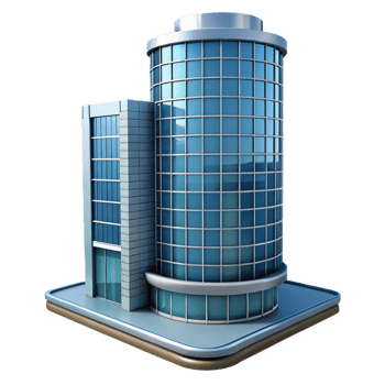 extraordinary harmonious minimalist Modern skyscraper, glass and steel construction NO BACKGROUND with Transparent Background. crisp png