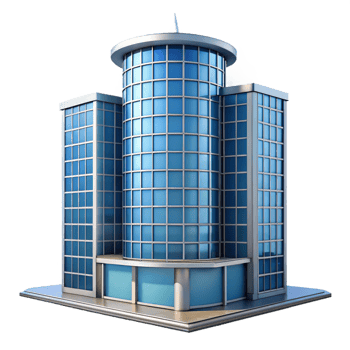 hypnotic acclaimed Modern skyscraper, glass and steel construction NO BACKGROUND with Transparent Background. png