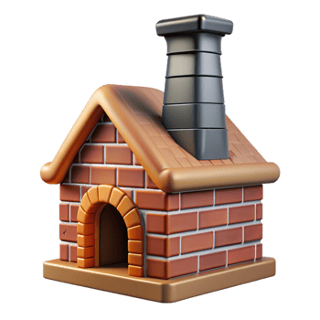 memorable industrial Tudor chimney, brick and decorative patterns NO BACKGROUND with Transparent Background. flawless png
