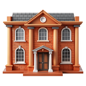 immaculate nostalgic coastal Georgian townhouse facade, symmetrical brickwork NO BACKGROUND with Transparent Background. studio quality png