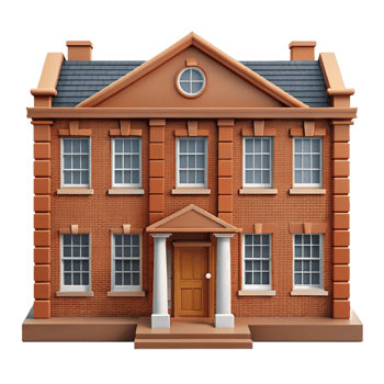pristine victorian Georgian townhouse facade, symmetrical brickwork NO BACKGROUND with Transparent Background. 4K png