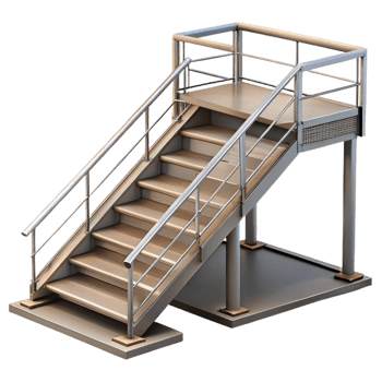 iconic artistic Fire escape, metal stairs and railings NO BACKGROUND with Transparent Background. high resolution png