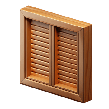 wonderful joyful artistic Window shutter, louvered wood NO BACKGROUND with Transparent Background. museum quality png
