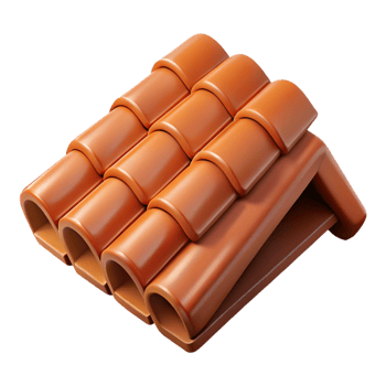 notable classic Roof tile, terracotta clay NO BACKGROUND with Transparent Background. high quality png