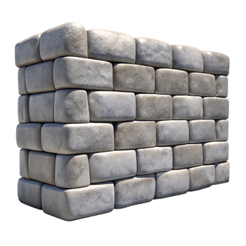 serene tropical Stone wall section, granite blocks NO BACKGROUND with Transparent Background. authentic png
