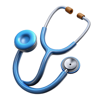 dramatic artistic A stethoscope, classic medical instrument, NO BACKGROUND with Transparent Background. museum quality png