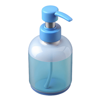 vibrant dynamic mid-century A bottle of hand sanitizer, clear plastic, NO BACKGROUND with Transparent Background. crisp png
