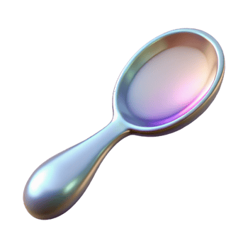 sumptuous whimsical renaissance A spoon, rounded and reflective, NO BACKGROUND with Transparent Background. premium png