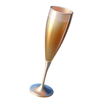 distinctive futuristic A champagne flute, tall and slender, NO BACKGROUND with Transparent Background. expertly shot png