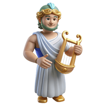 gorgeous quintessential Apollo, God of Music and Light, holding lyre, NO BACKGROUND with Transparent Background. png