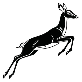 Jumping Antelope Black And White Illustration vector