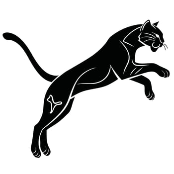 Leaping Black Panther Silhouette Isolated Image vector