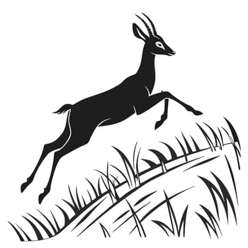 Leaping Gazelle Silhouette Through Tall Grass vector
