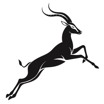Leaping Impala Silhouette Black And White vector