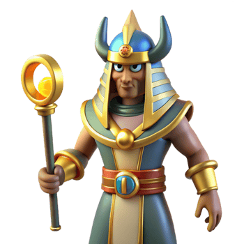 exemplary baroque Osiris, Egyptian god of the underworld, NO BACKGROUND with Transparent Background. professional png