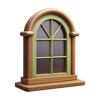 whimsical mesmerizing Georgian style window frame, NO BACKGROUND with Transparent Background. elite png