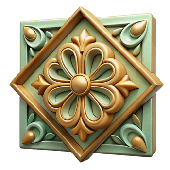vibrant quintessential Art Nouveau building decorative tile, NO BACKGROUND with Transparent Background. png