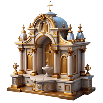 magnificent nostalgic vintage Baroque church altar detail, NO BACKGROUND with Transparent Background. professional png