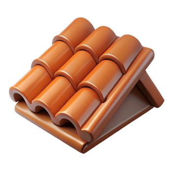 gorgeous distinguished Roof tile clay shingle, NO BACKGROUND with Transparent Background. png